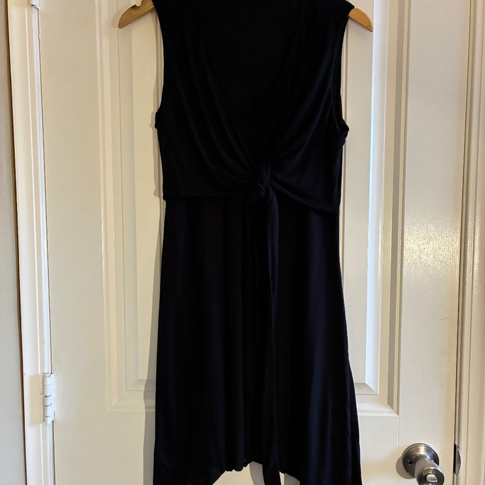 All Saints Jayda Tie Front Black Jersey Dress size Small.